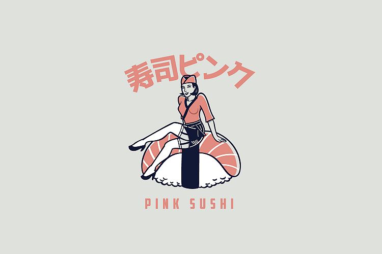 Pink Sushi Logo Template
