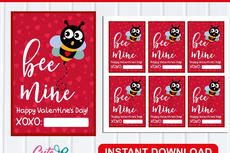 Bee mine Valentines Day Printable Cards, Classroom Valentine, printable