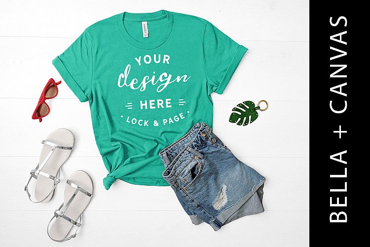 Kelly Green Bella Canvas 3001 T Shirt Mockup