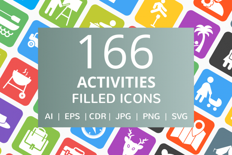 166 Activities Filled Round Corner Icons