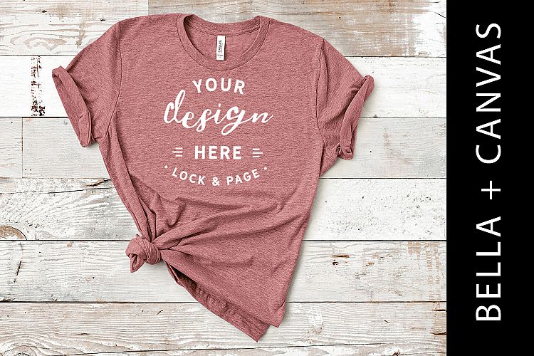 Heather Mauve T-Shirt Mockup Bella Canvas 3001