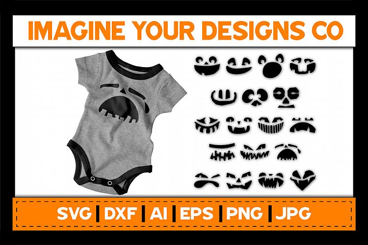 Jack-o-Lantern / Pumpkin Face Silhouette SVG Cut File Bundle