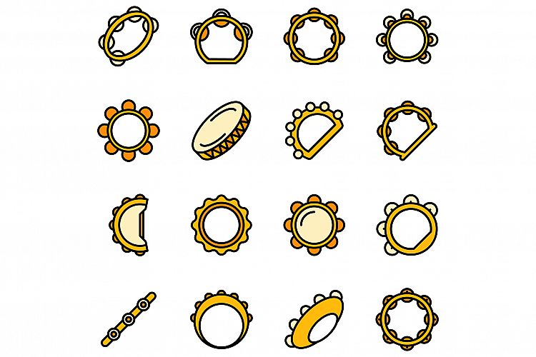 Tambourine icons set vector flat example image 1