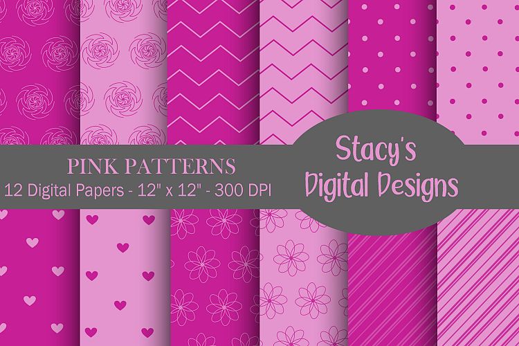 Pink Patterns - 12 Digital Papers