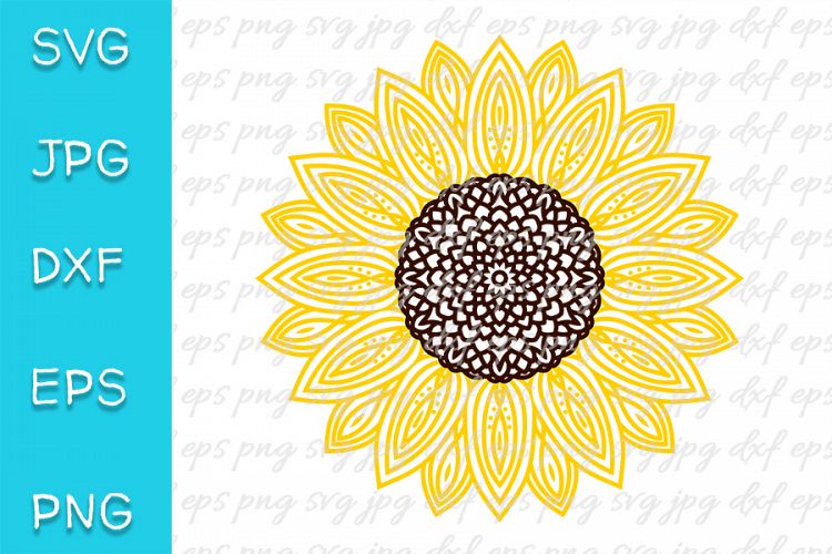 Download Sunflower SVG. Mandala, zentangle. PNG, EPS, JPEG, DXF ...