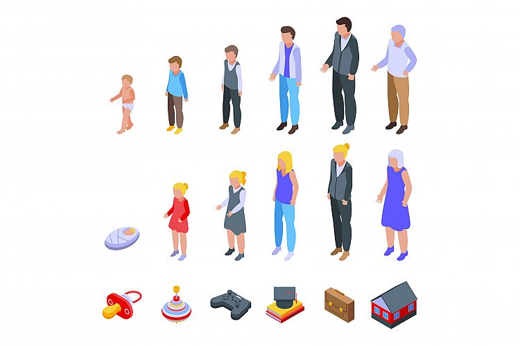 Generation icons set, isometric style example image 1