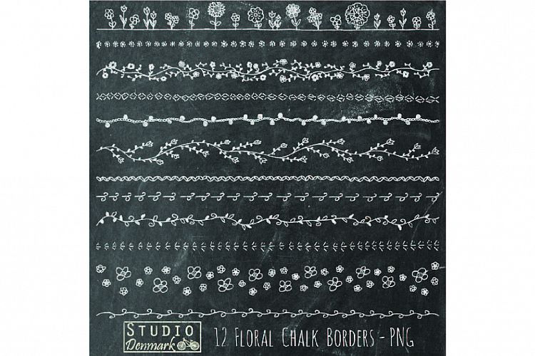 Floral Borders Chalkboard Clipart Set