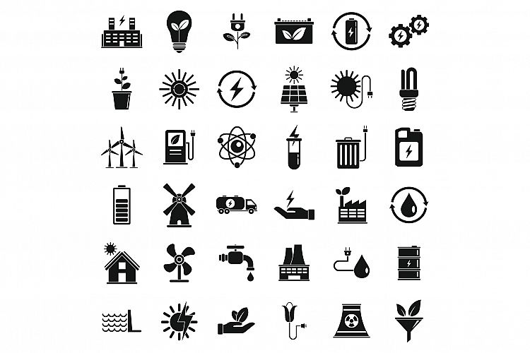 Clean energy icons set, simple style example image 1