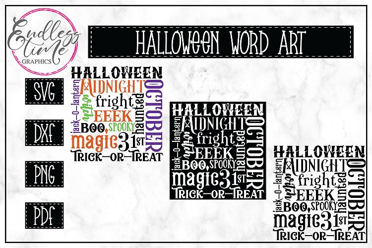 Halloween Word Art SVG For Trick or Treat Bags