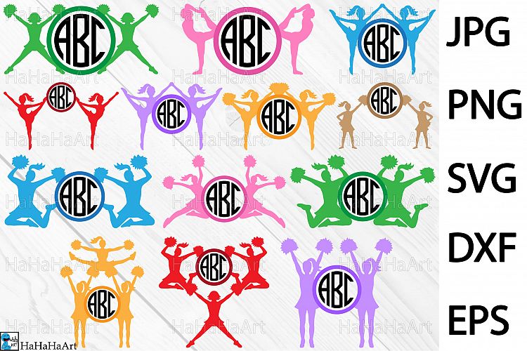 Circle Cheer Monogram Designs - Clip art / Cutting Files 83c