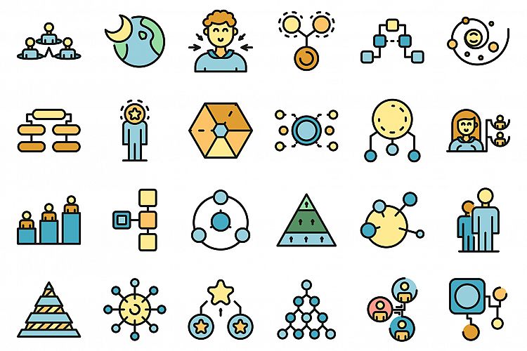 Hierarchy icons set vector flat example image 1
