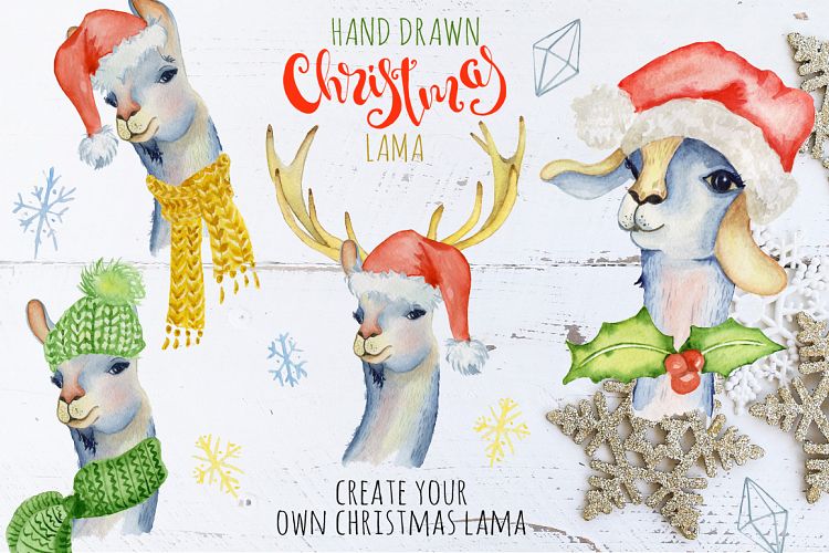 Christmas lama watercolor creator