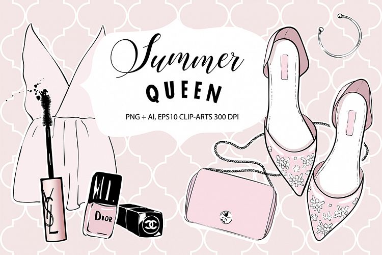 Summer Queen Make-up Clipart Collection