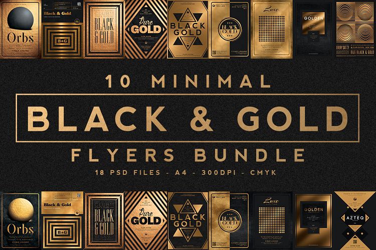10 Minimal Black and Gold Flyers Bundle