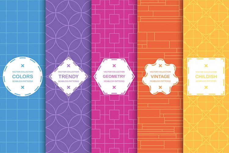 Colorful seamless geometric patterns