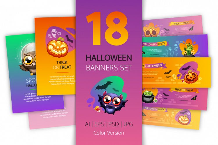 Halloween Banners Set Colorful Version