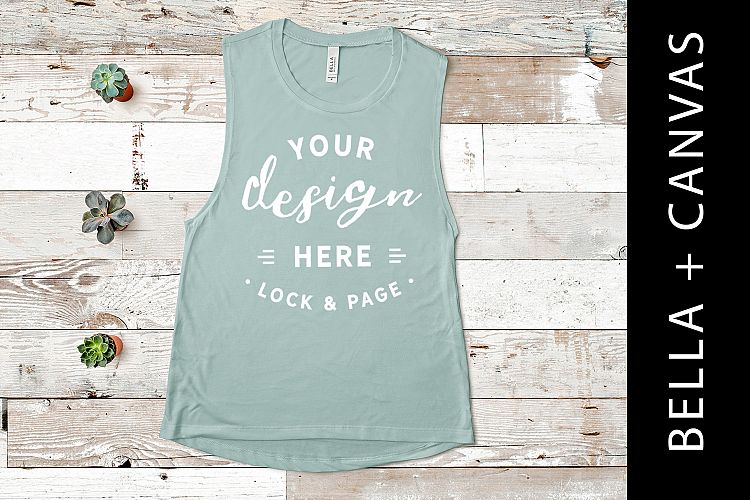 Dusty Blue Bella Canvas 8803 Vest Mockup Tank Top Flat Lay