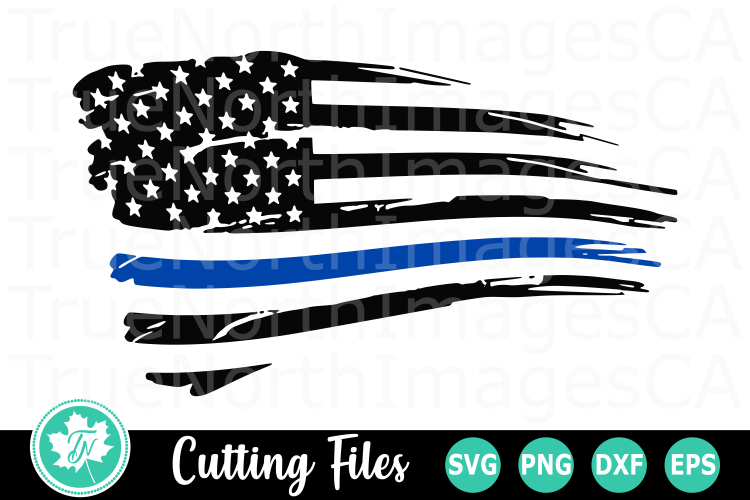 Thin Blue LIne Distressed Flag - An Occupation SVG Cut ...