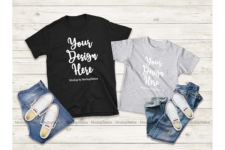 Download Mommy and Me Shirts Mock Up, Matching Family T-Shirts ...