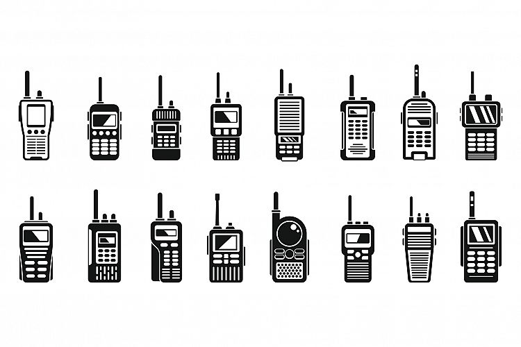 Radio walkie talkie icons set, simple style