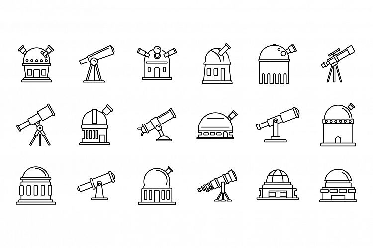 Planetarium astronomy icons set, outline style example image 1