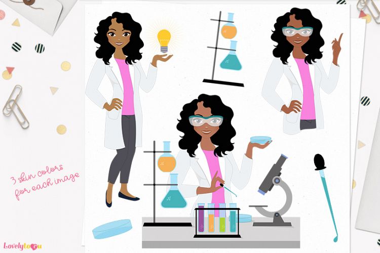 Scientist woman character clip art (L292 Dezi)