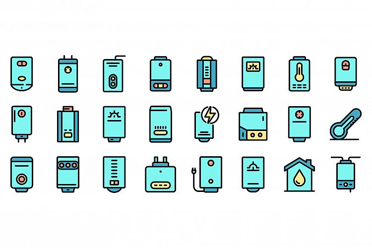 Boiler icons set vector flat example image 1