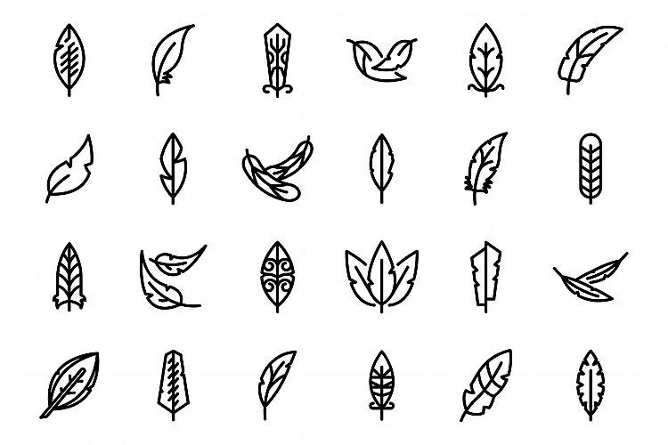 Feathers icons set, outline style example image 1