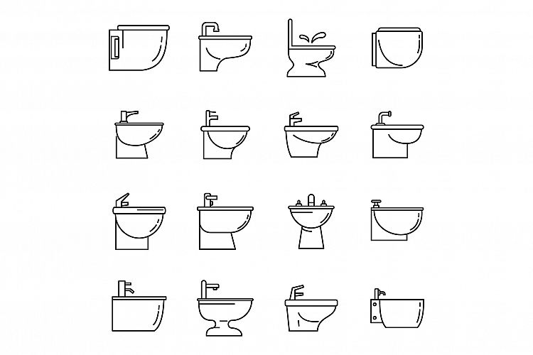 Home bidet icons set, outline style example image 1