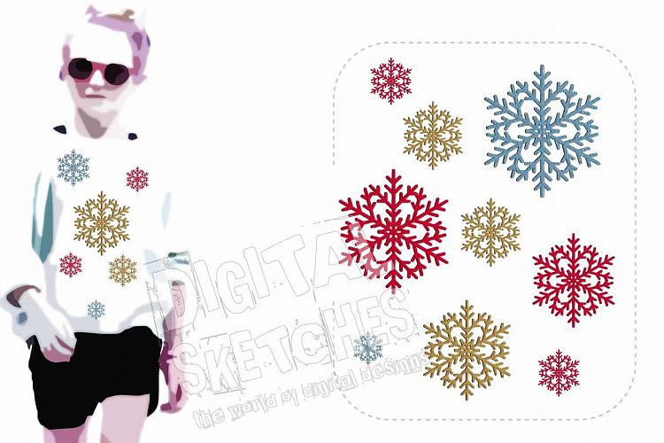 Snowflake Star Machine Embroidery Design 4 Sizes
