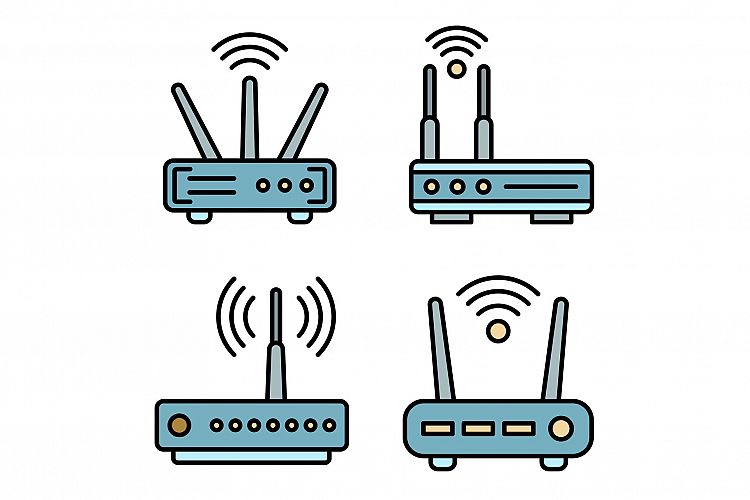 Router icons vector flat example image 1