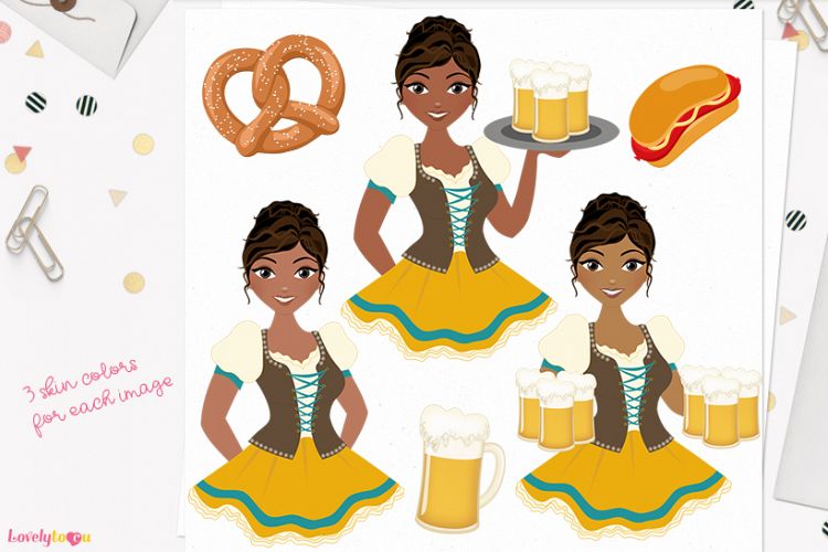 Woman oktoberfest character clip art (L284 Cassie)