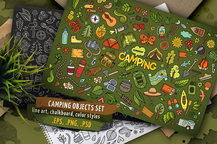 Camping Objects & Elements Set