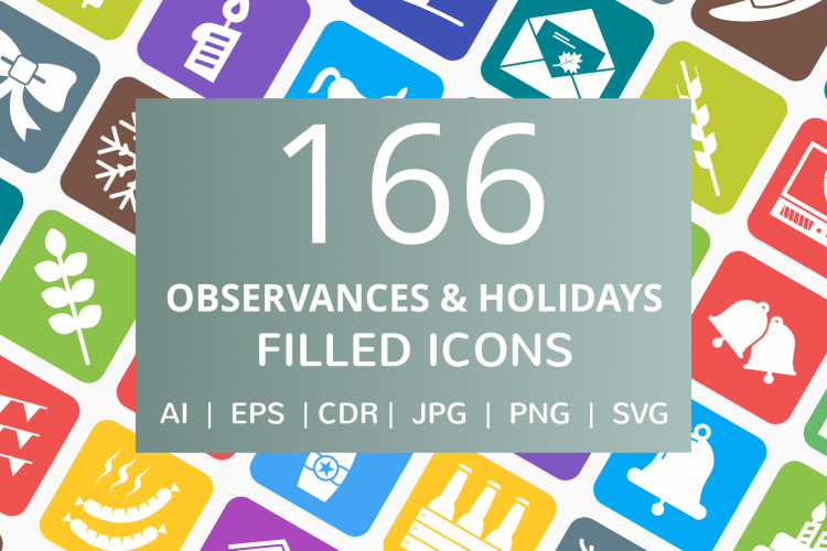 166 Observances   Holiday Filled Round Corner Icons