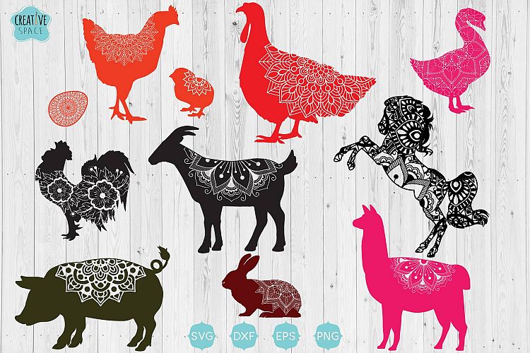 Farm Animal Svg Bundle, Animal Mandala