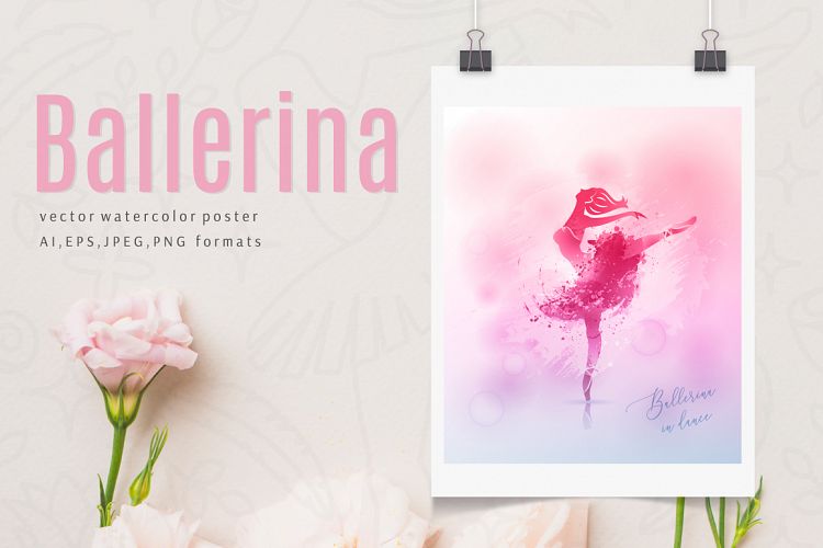 Watercolor poster - Ballerina