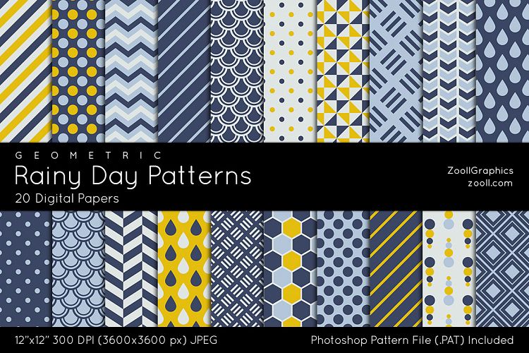 Rainy Day Geometric Patterns Digital Papers
