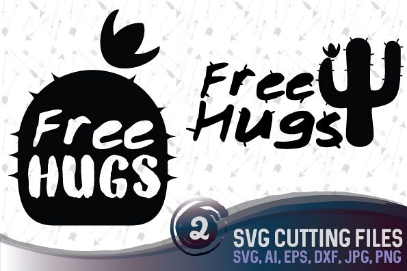 Free Hugs - 2 cute cactus designs suitable for cutting SVG, EPS, PNG, AI, JPG, DXF