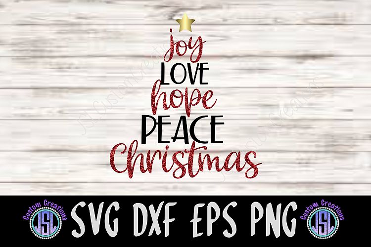 Joy Love Hope Peace Christmas | Tree Design |SVG DXF EPS PNG