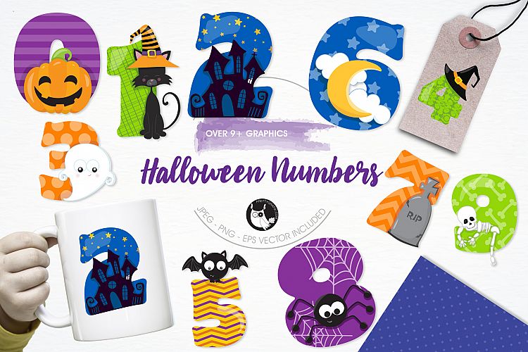 Halloween Numbers graphics and illustrations