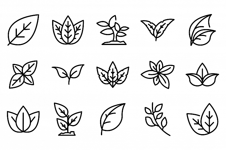 Basil icons set, outline style example image 1