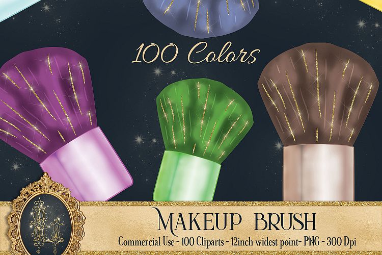 100 Watercolor and Glitter Makeup Brush Clip Arts