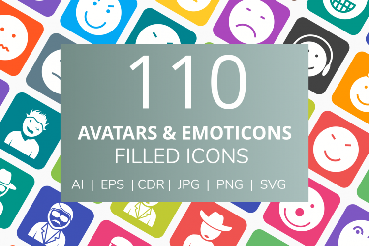 110 Avatars   Emoticons Filled Corner Icons