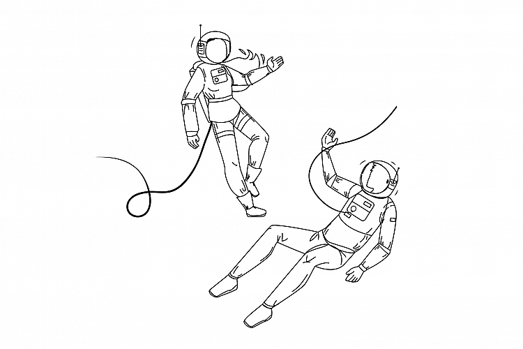 Astronauts In Spacesuit Flying Outer Space Vector example image 1