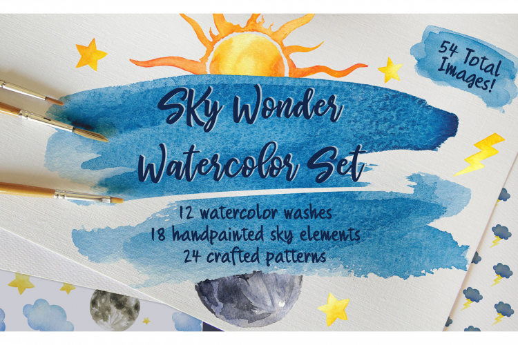 Download Free Illustrations Download Sky Wonder Watercolor Clip Art Set Patterns Backgrounds Free Design Resources