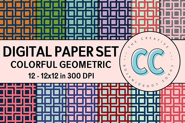 Geometric Colorful Patterns - Digital Paper Pack