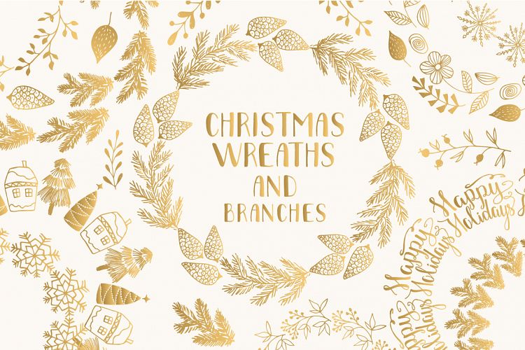 Christmas wreaths and branches
