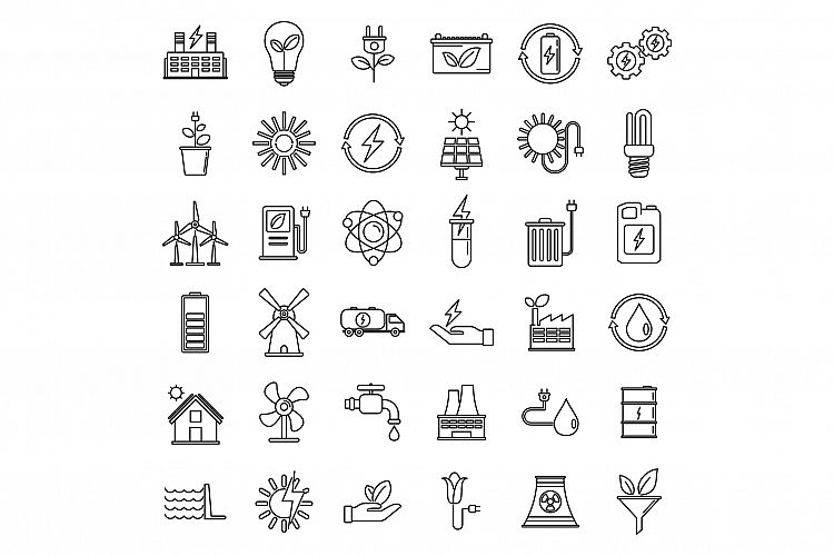 Bio clean energy icons set, outline style example image 1