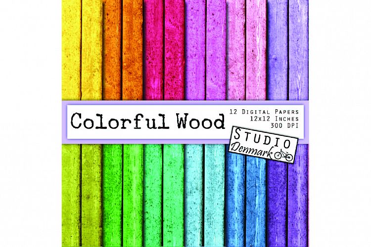 Wood Digital Paper - Bright Colorful Wood Planks Background