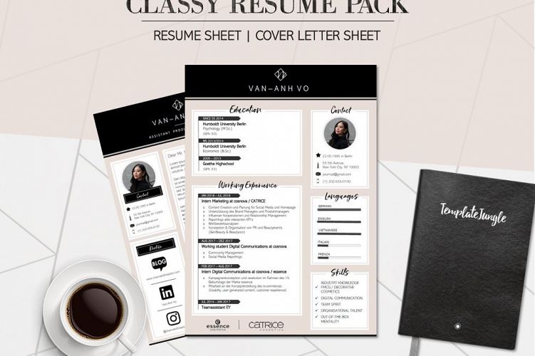 Modern Resume Template Pack - CLASSY - Professional CV & Cover Letter Template for Word (A4 Format) *fully customizable*